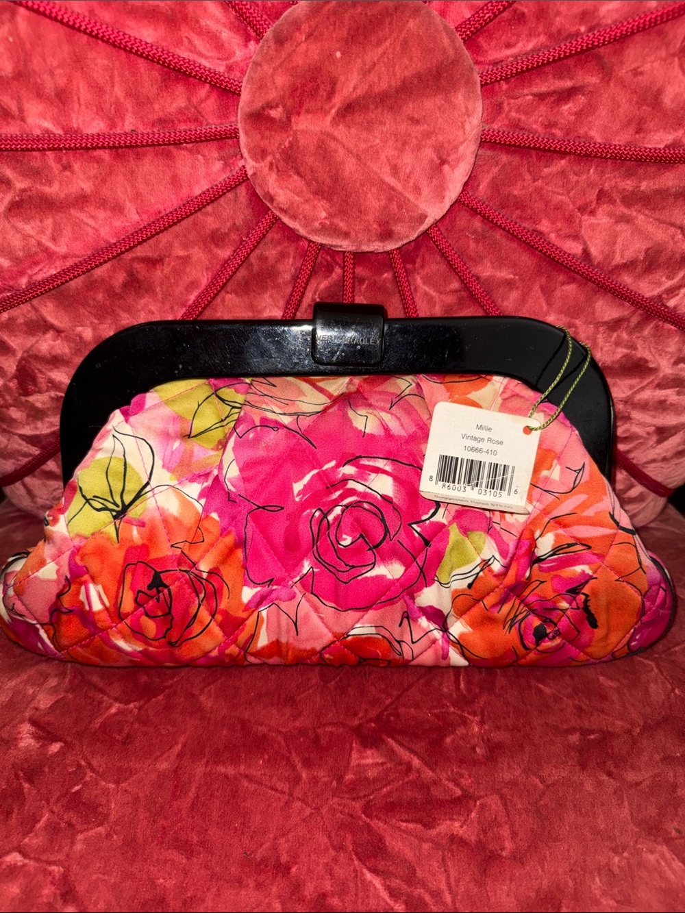 Vintage Floral Clutch Bag - Pink Rose Print